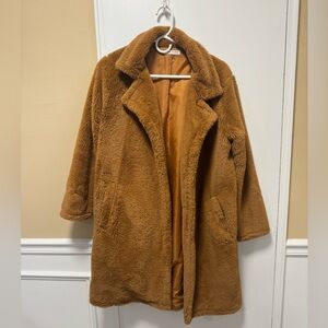 Woven Heart Tan Teddy Jacket